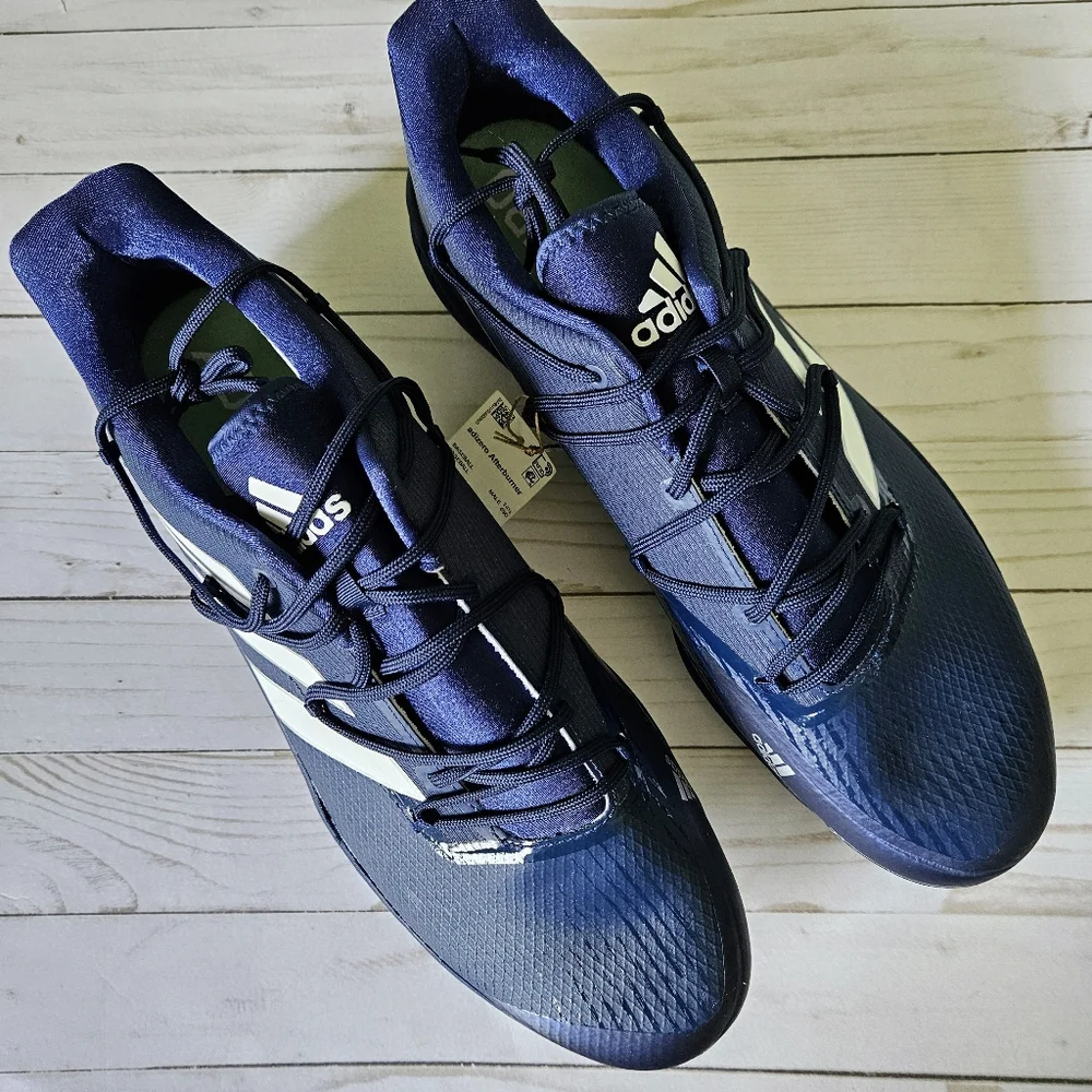 Adidas Adizero Afterburner Size 15 Men's Metal Baseball Cleats Navy Blue White
